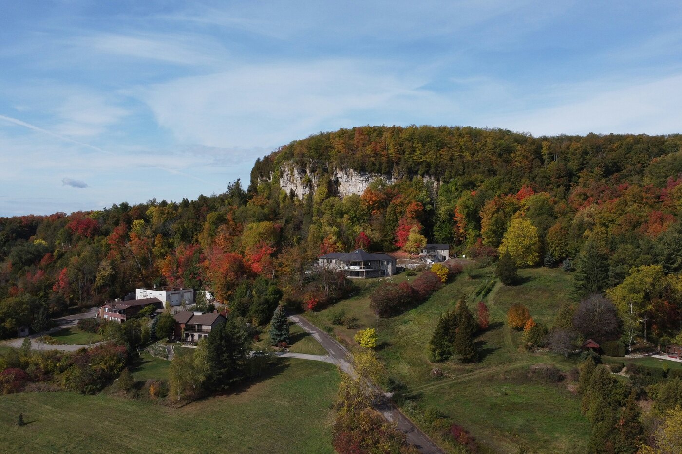 Open fields and autumn trees on the Niagara Escarpment above Milton, Ontario