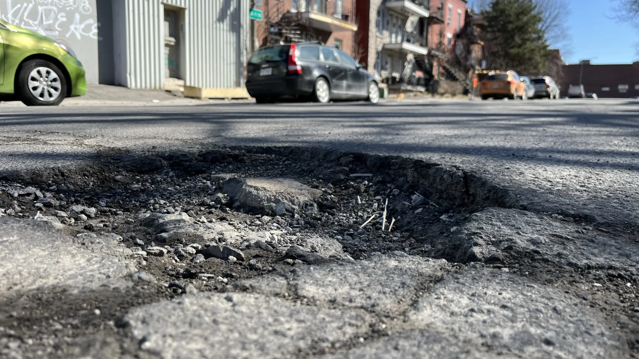 Pothole on street