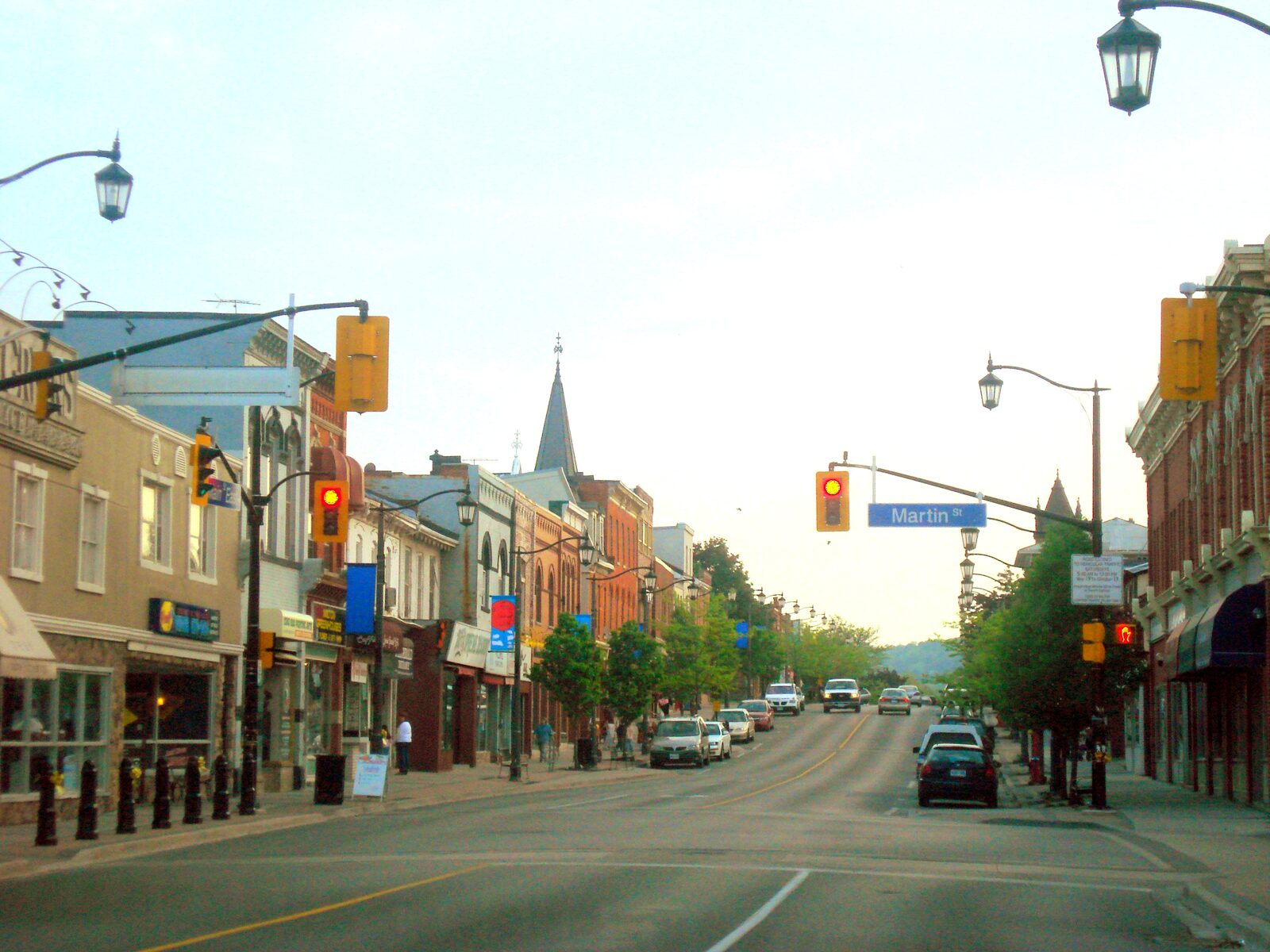 Main Street in downtown Milton, Ontario, looking toward the escarpment