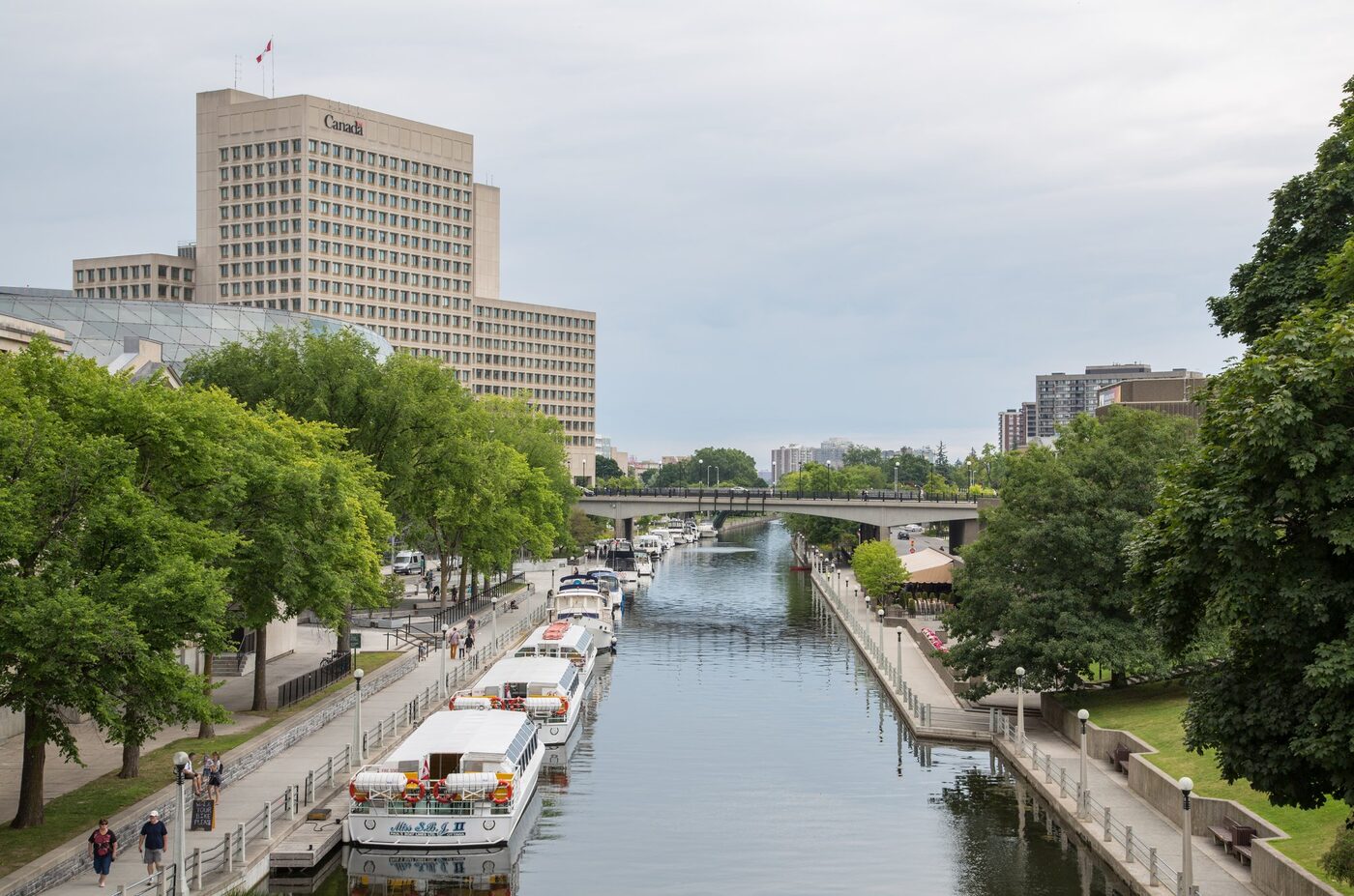 The Rideau Canal and downtown Ottawa in summer
