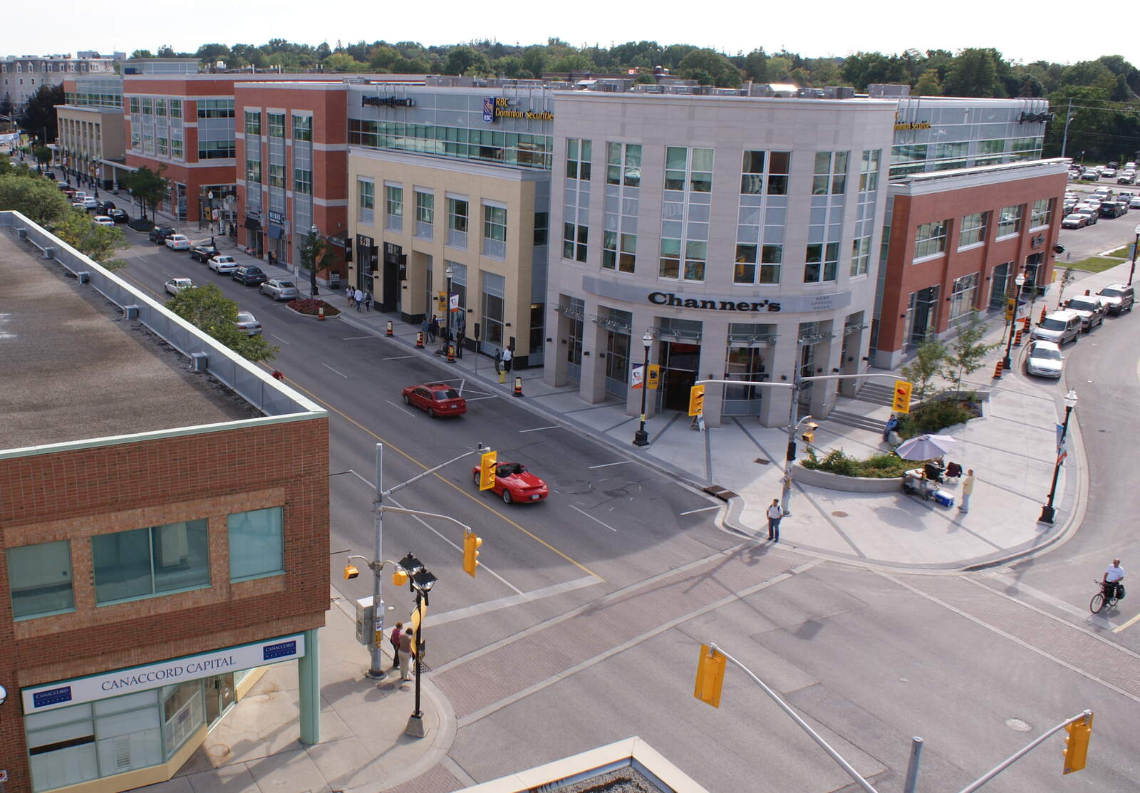 Uptown Waterloo's King Street intersection, viewed from above